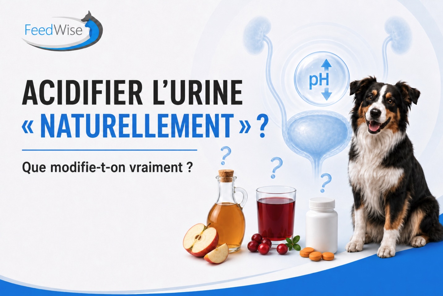 Infographie FeedWise : vinaigre de cidre, canneberge et vitamine C comme acidifiants urinaires « naturels » face aux struvites