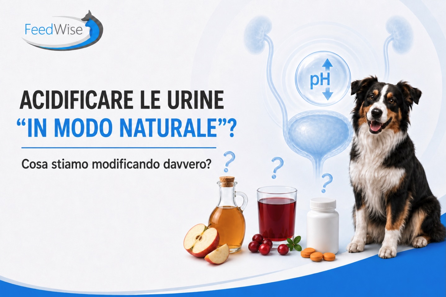 Infografica FeedWise: aceto di mele, mirtillo rosso e vitamina C come acidificanti urinari “naturali” nella struvite